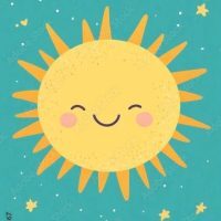 a-charming-cartoon-sun-with-a-simple-flat-style-smiling-among-twinkling-stars-against-a-teal-background-stockpack-adobe-stock A charming cartoon sun with a simple flat style, smiling among twinkling stars against a teal background